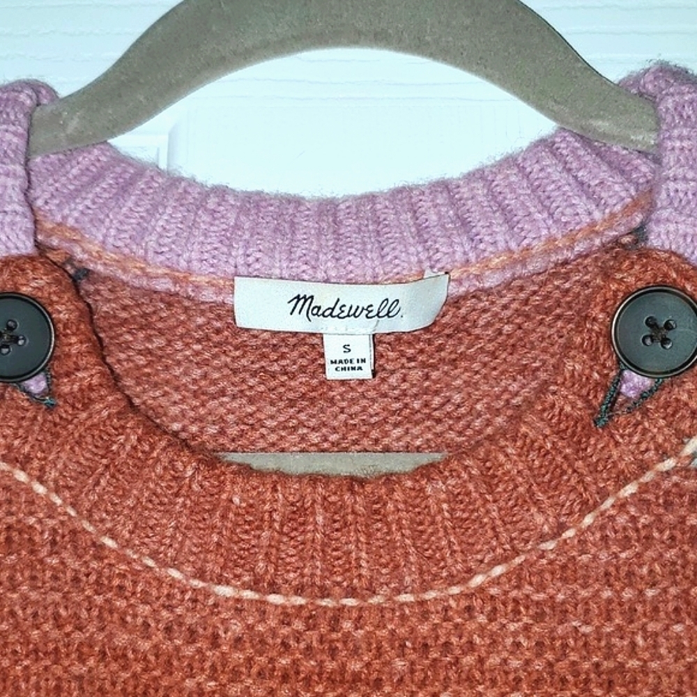 Madewell Space-Dyed Button-Shoulder Pullover Sweater Size Small - Picture 4 of 10